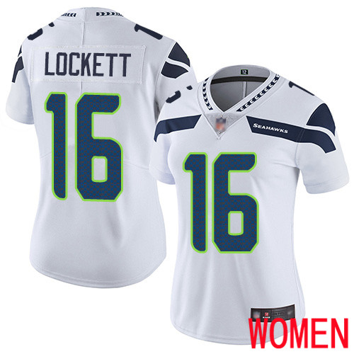 Seattle Seahawks Limited White Women Tyler Lockett Road Jersey NFL Football #16 Vapor Untouchable->women nfl jersey->Women Jersey
